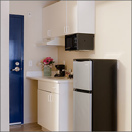 Kitchenette with microwave